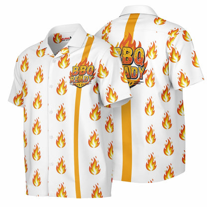 BBQ READY Flame Hawaiian spread Collar Short Sleeve Button-Down Shirt