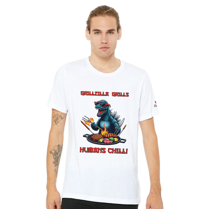 Grillzila grills, humans chill! Premium Unisex Crewneck T-shirt | Alpha BBQ wear BBQ -apparel- BBQ tshirt -BBQ tee