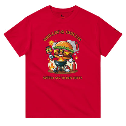 Grillin' and Chillin' with My Buns Out! Red Alpha BBQ wear BBQ -apparel- BBQ tshirt -BBQ tee